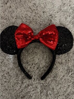 Disney Sequin Minnie Ears Headband - Black & Red